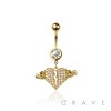 316L SURGICAL STEEL BROKEN HEART DANGLE BELLY BUTTON NAVEL RING 